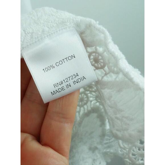 Amita Naithani Large Swim Cover Up White Embroidered Pompom Sheer Boho Vacation - Picture 6 of 9